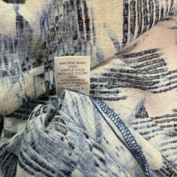 Christopher & Banks Linen Shirt Top Womens Size XL Blue Floral Beachy Coastal - Picture 6 of 8